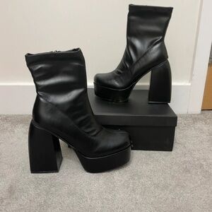 MIA Black Chunky Heel Boots